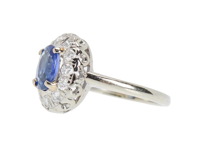 Vintage Sapphire Diamond Engagement Ring