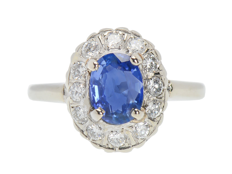 Vintage Sapphire Diamond Engagement Ring
