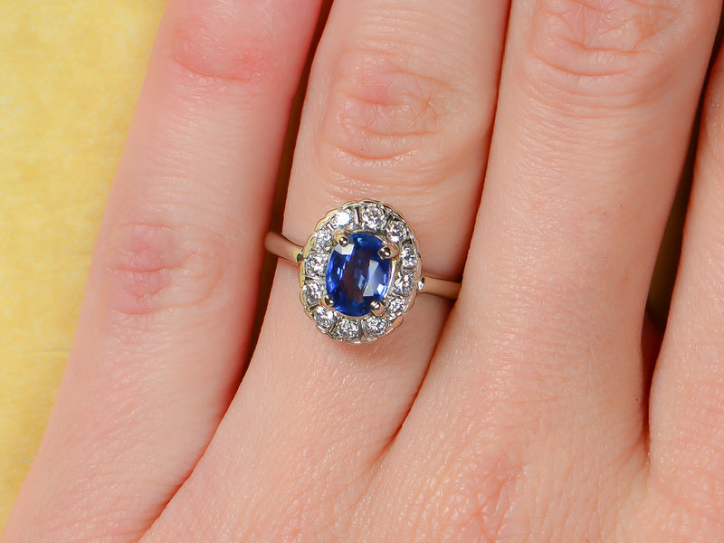Vintage Sapphire Diamond Engagement Ring