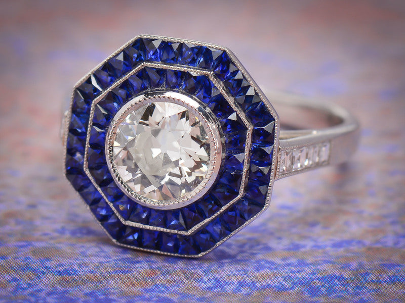 Come Alive - Double Halo Diamond Sapphire Ring