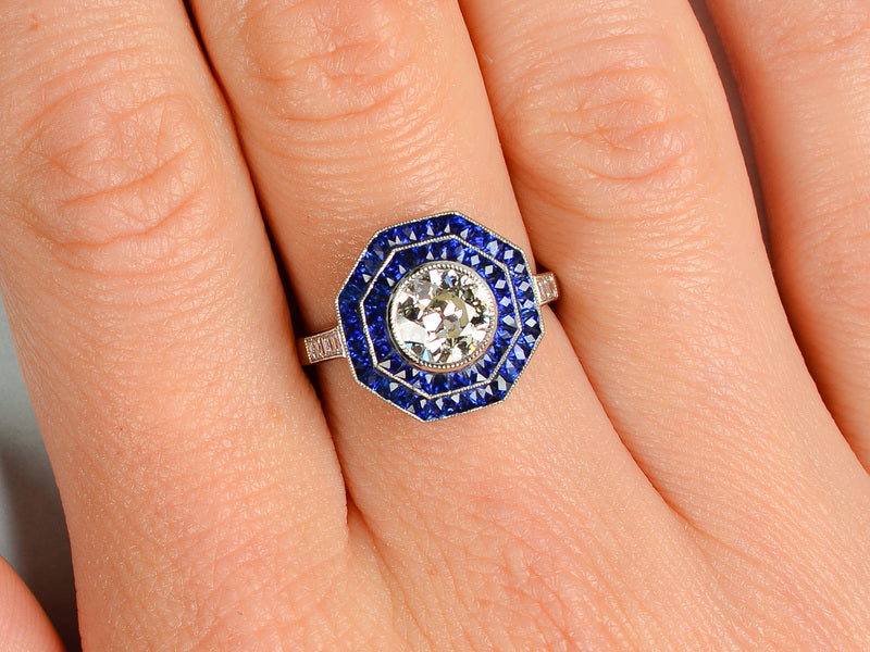 Come Alive - Double Halo Diamond Sapphire Ring