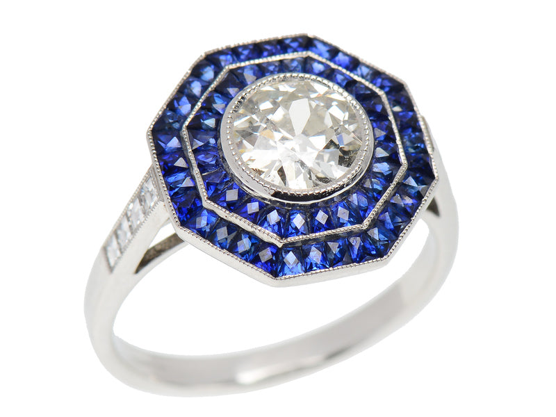Come Alive - Double Halo Diamond Sapphire Ring