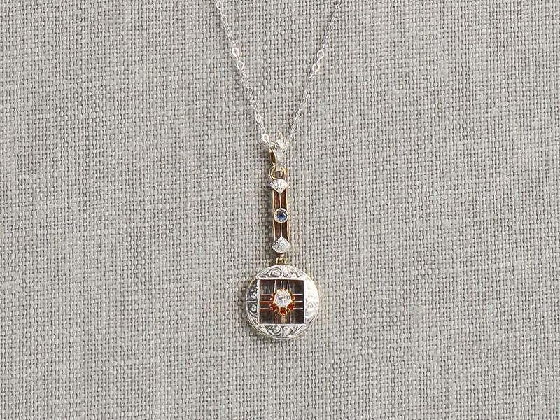 Vintage Geometric Pendant & Chain