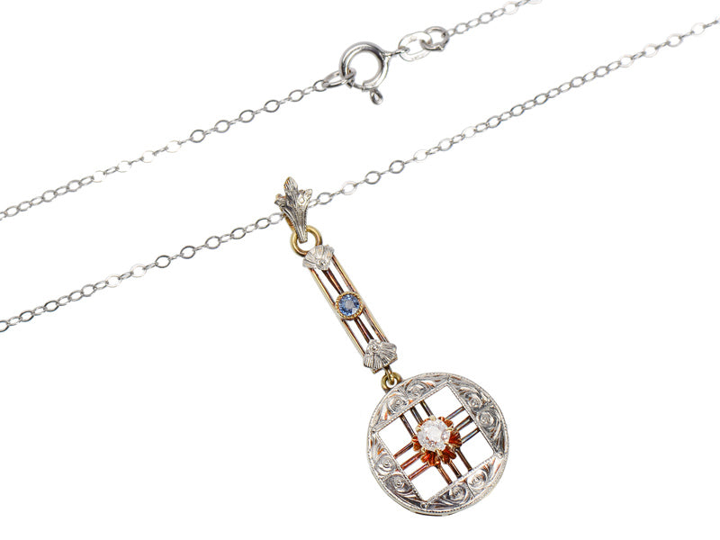 Vintage Geometric Pendant & Chain