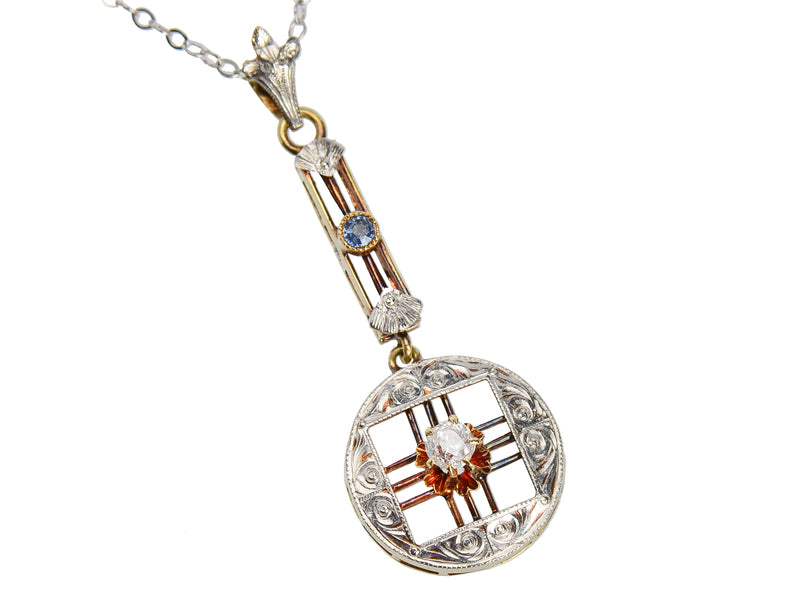 Vintage Geometric Pendant & Chain
