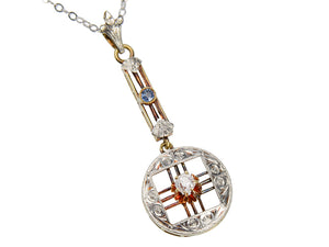 Vintage Geometric Pendant & Chain