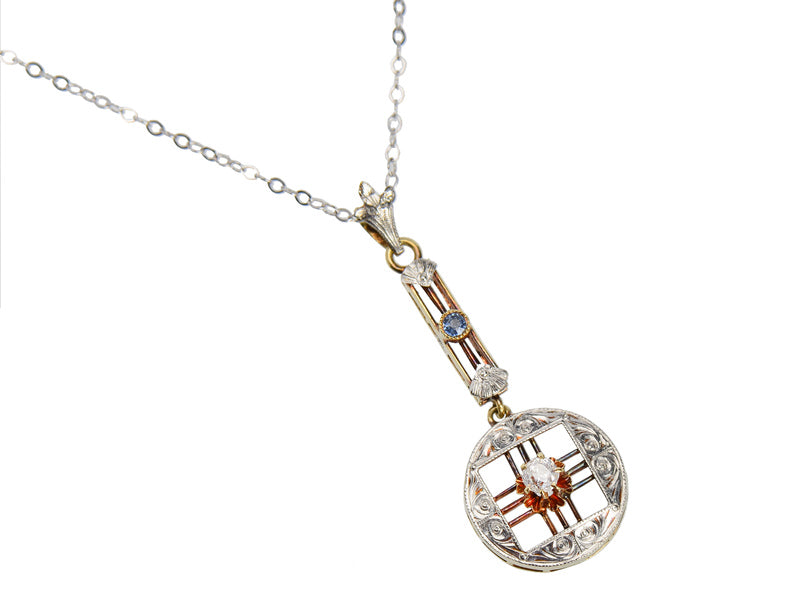 Vintage Geometric Pendant & Chain
