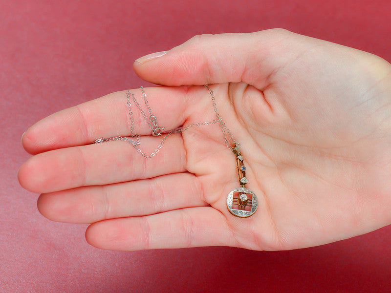 Vintage Geometric Pendant & Chain
