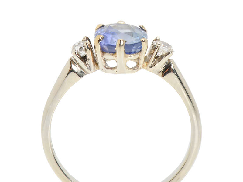 No Heat Ceylon Sapphire Diamond Ring