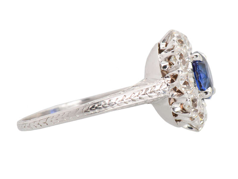 1930s Breathtaking Diamond Sapphire Halo Ring