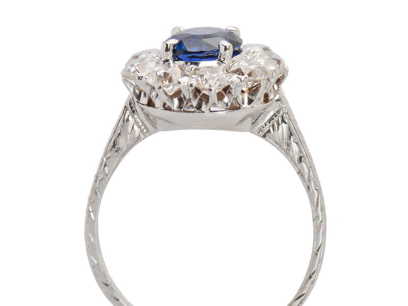 1930s Breathtaking Diamond Sapphire Halo Ring