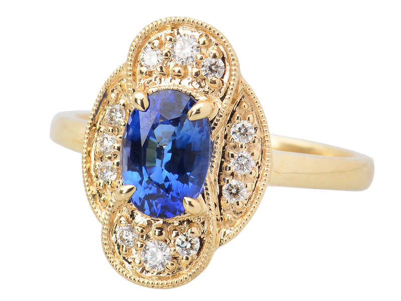 Blue Belle - Vintage Sapphire Diamond Ring