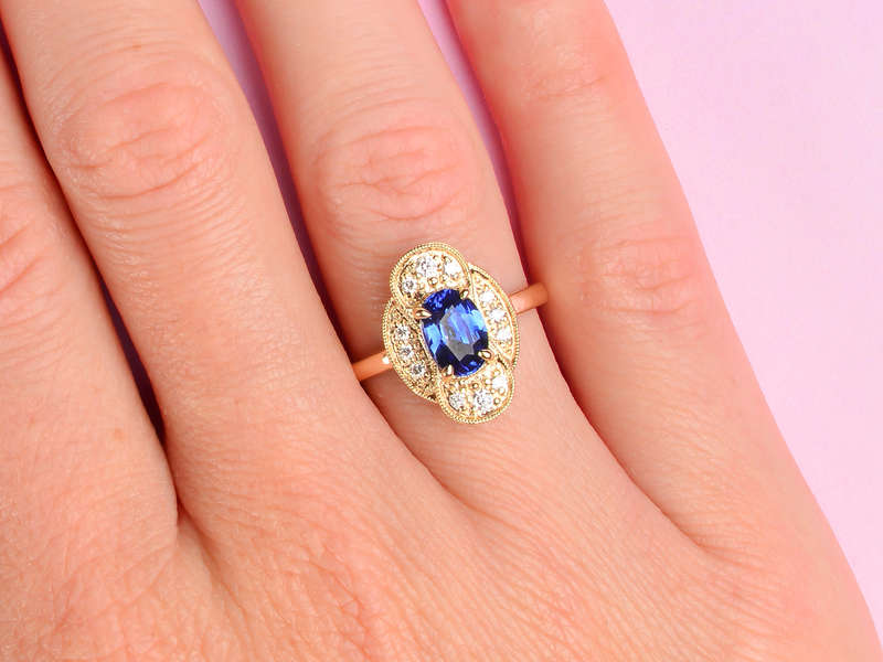 Blue Belle - Vintage Sapphire Diamond Ring