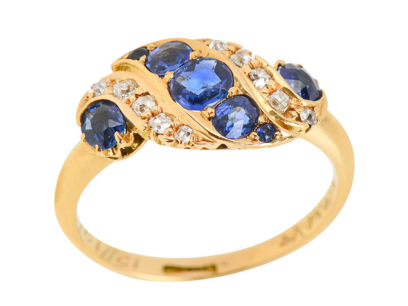 Sapphire Swirl - Edwardian Ring Dated 1903