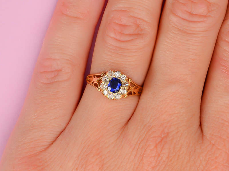 Inescapable - Sapphire Old Mine Cut Diamond Ring