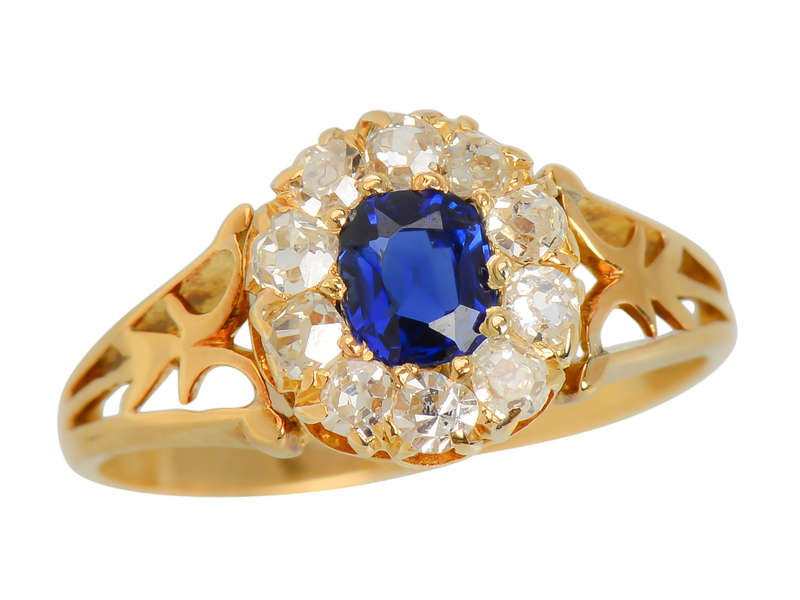Inescapable - Sapphire Old Mine Cut Diamond Ring