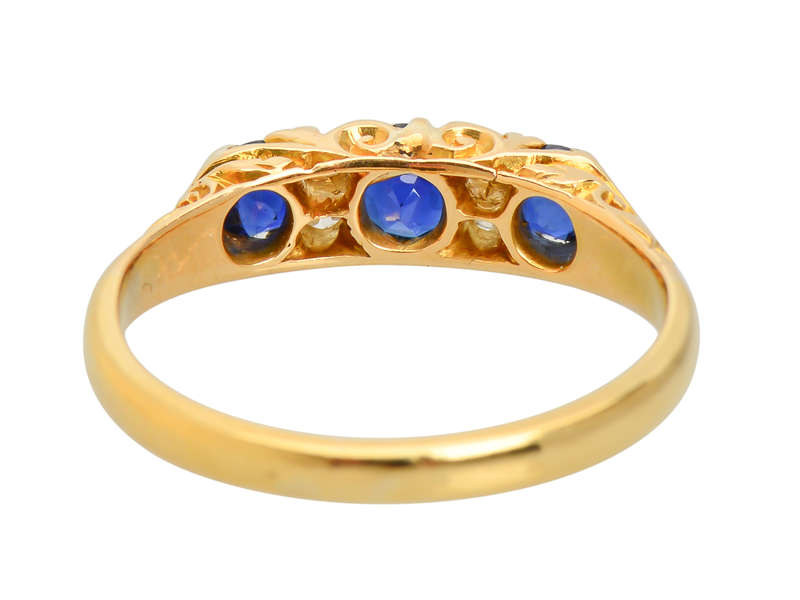 Three Sapphire & Diamond Antique Ring