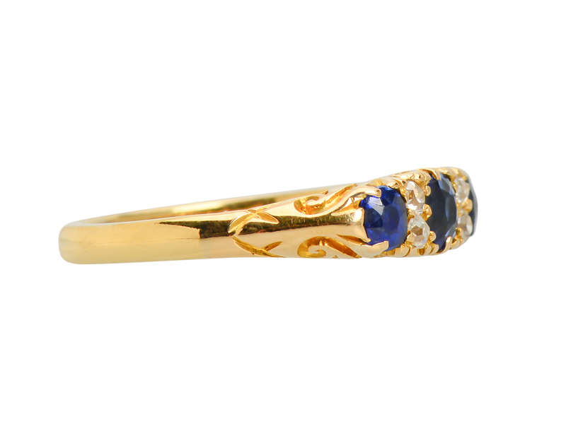Three Sapphire & Diamond Antique Ring