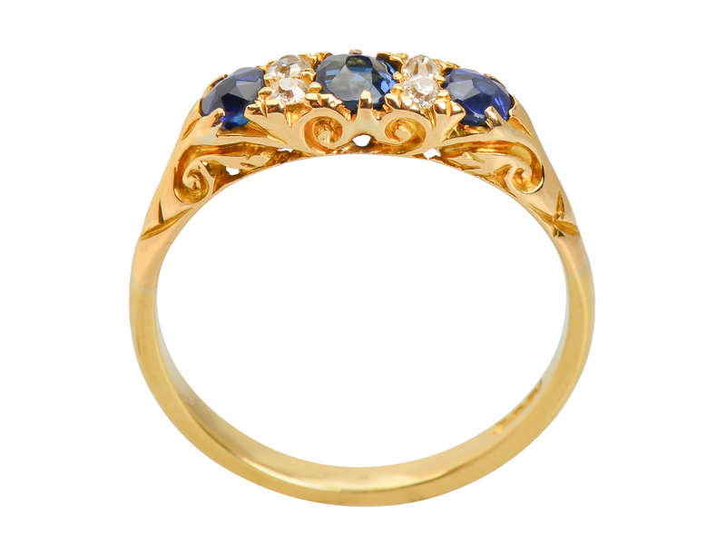 Three Sapphire & Diamond Antique Ring