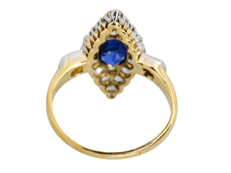 Edwardian Fine Sapphire Diamond Marquise Ring