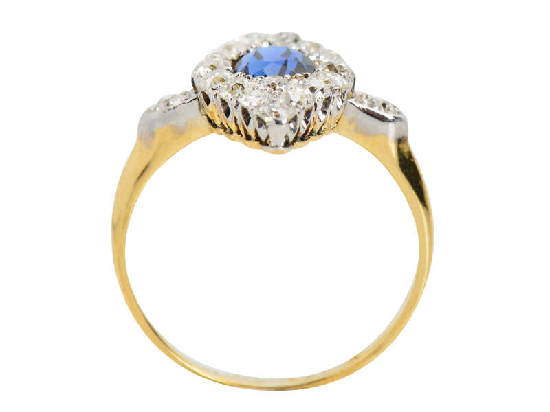 Edwardian Fine Sapphire Diamond Marquise Ring