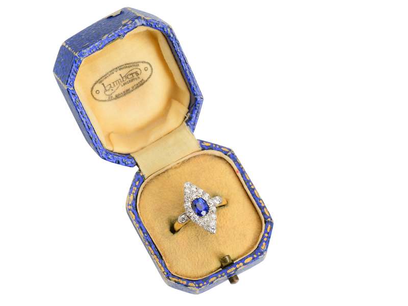 
                      
                        Edwardian Fine Sapphire Diamond Marquise Ring
                      
                    