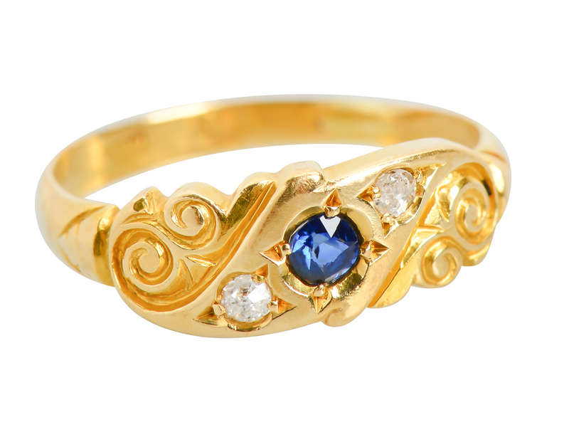 Antique Edwardian Sapphire Diamond Ring c. 1910