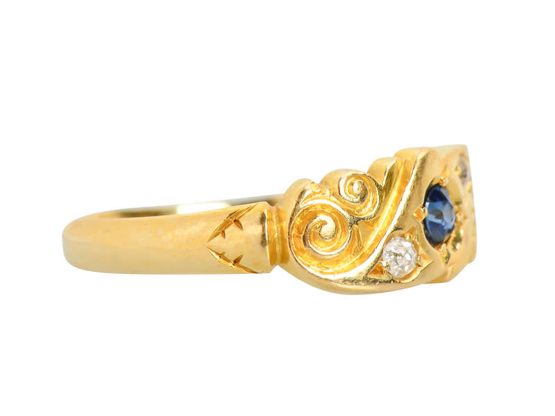 Antique Edwardian Sapphire Diamond Ring c. 1910