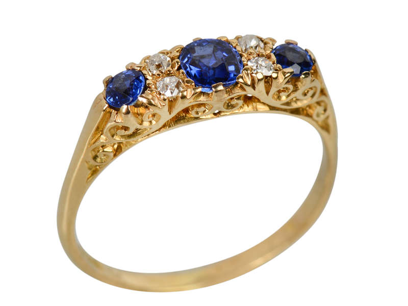 Joyful Gems - Trilogy Sapphire Antique Ring