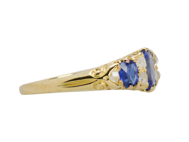 Edwardian Antique Sapphire Diamond Trilogy Ring