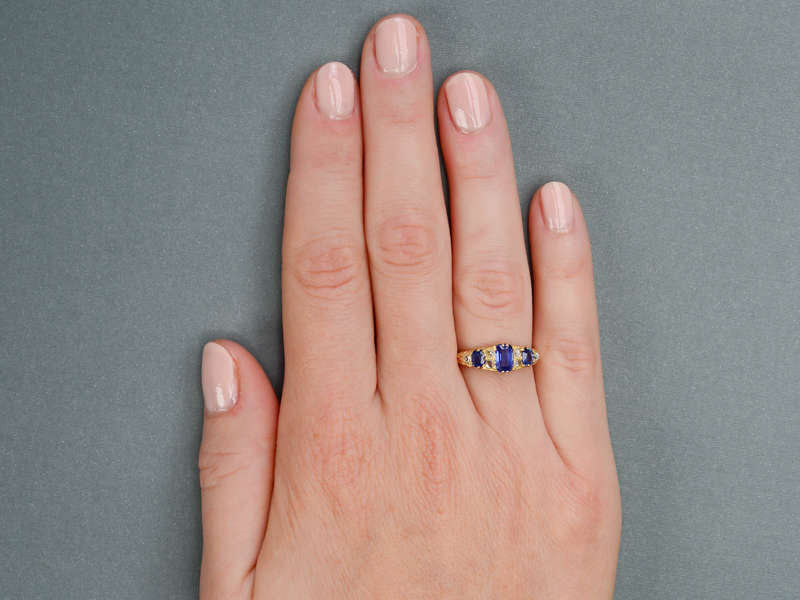 Edwardian Antique Sapphire Diamond Trilogy Ring