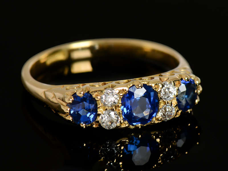 Starry Night Sapphire Diamond Wedding Ring