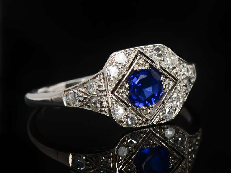 Elan - Sapphire Diamond Platinum Ring