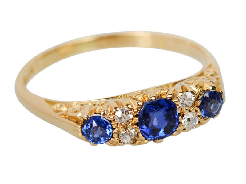 Joyful Gems - Trilogy Sapphire Antique Ring