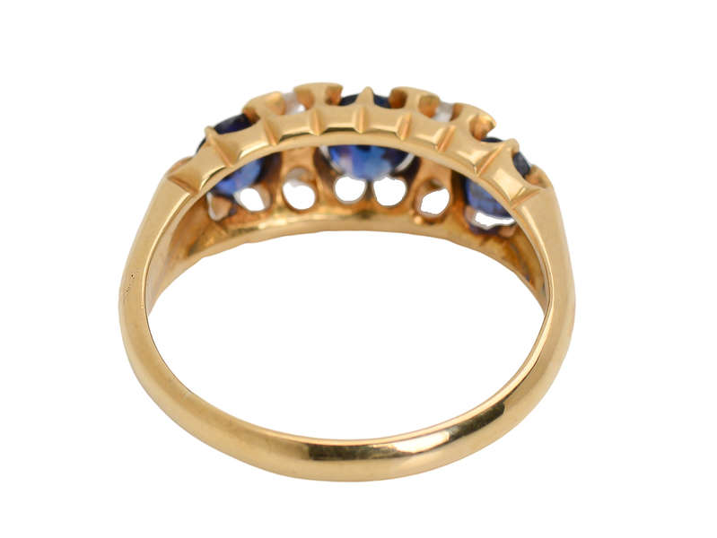 Antique Sapphire Diamond Trilogy Ring Dated 1901