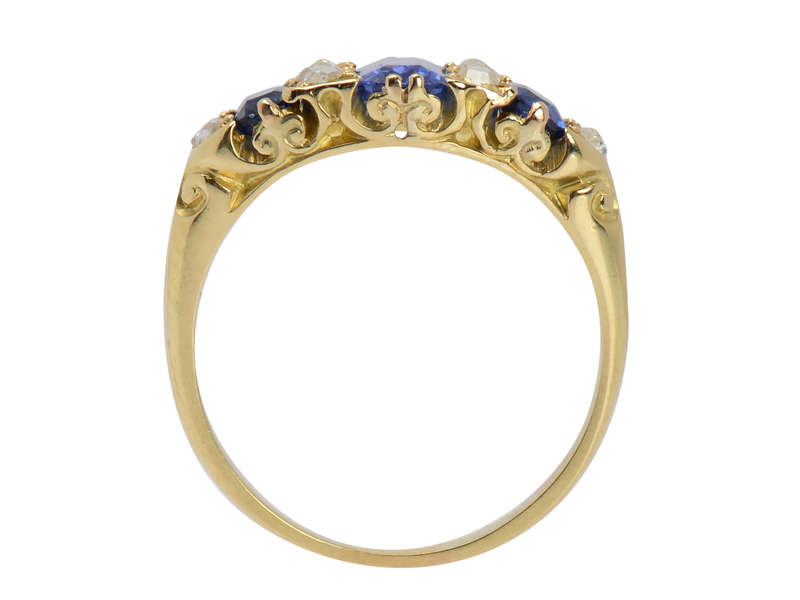 Edwardian Antique Sapphire Diamond Trilogy Ring