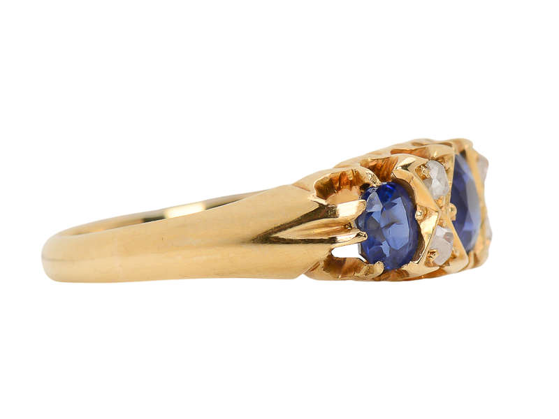 Antique Sapphire Diamond Trilogy Ring Dated 1901