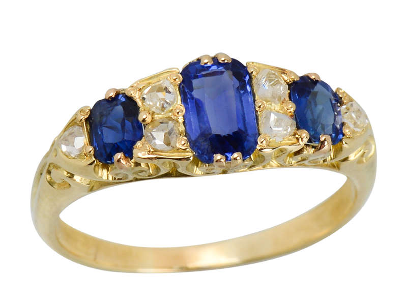 
                      
                        Edwardian Antique Sapphire Diamond Trilogy Ring
                      
                    