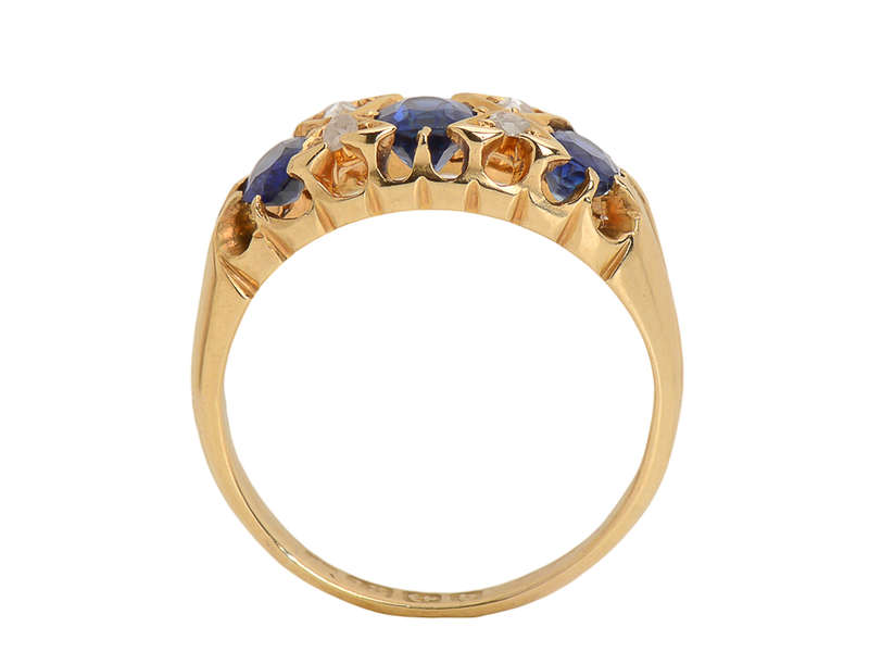 Antique Sapphire Diamond Trilogy Ring Dated 1901