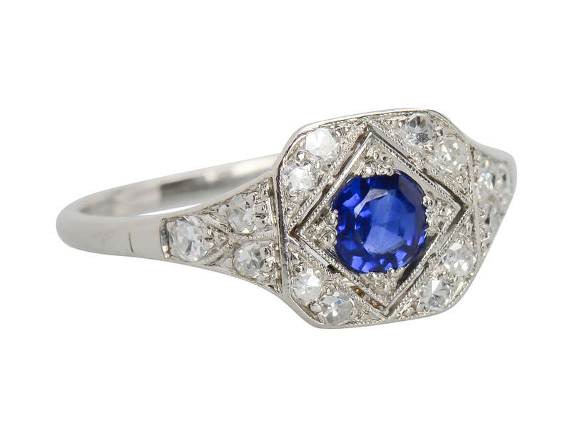 Elan - Sapphire Diamond Platinum Ring