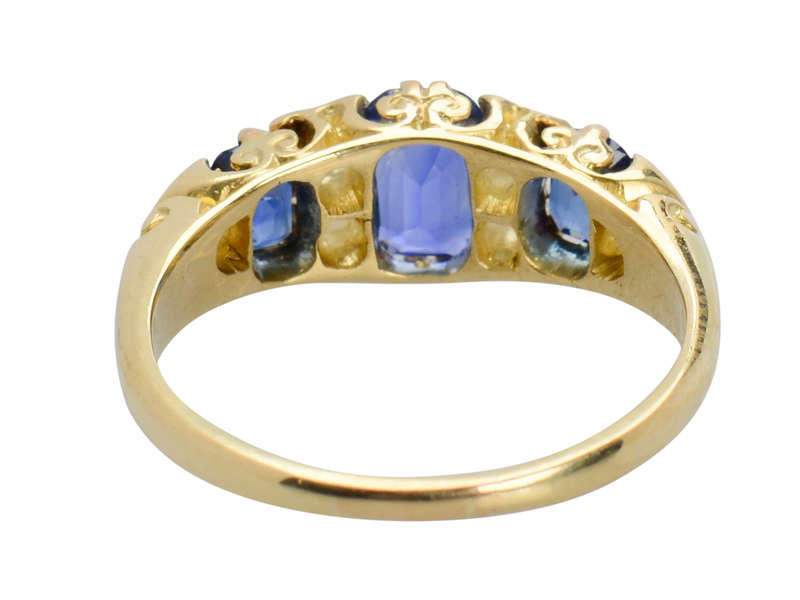 Edwardian Antique Sapphire Diamond Trilogy Ring