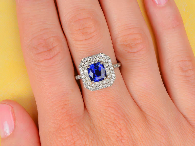 Bluer Than Blue - Exceptional Sapphire Halo Ring