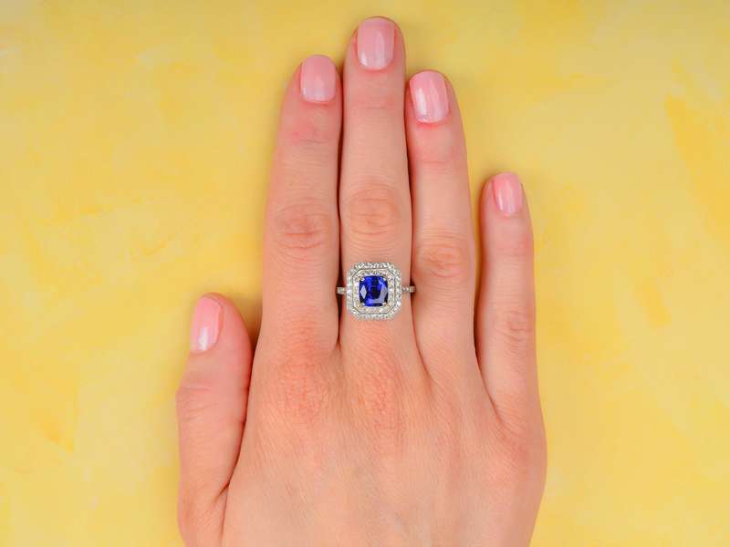 Bluer Than Blue - Exceptional Sapphire Halo Ring