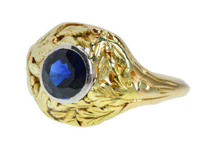 Garden's Galore - Sapphire Leaf Motif Ring