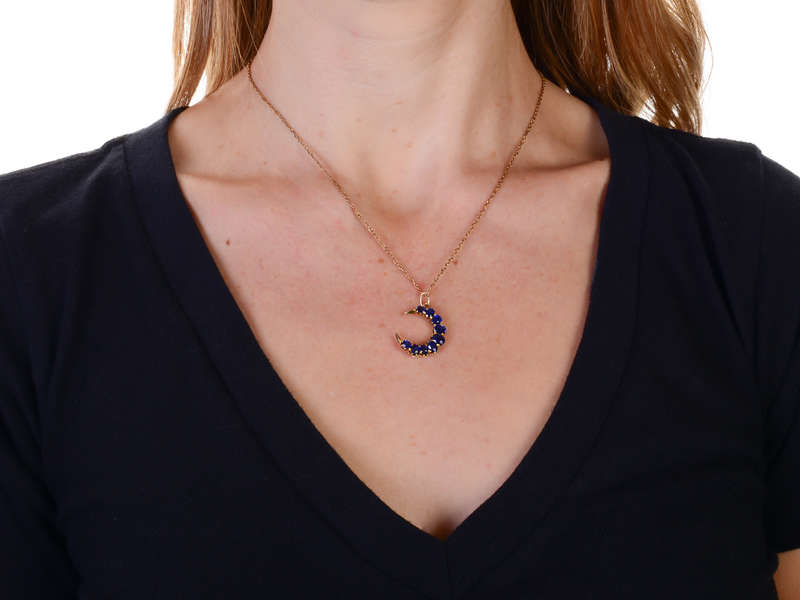 Brazen Blues  - Sapphire Crescent Moon Pendant