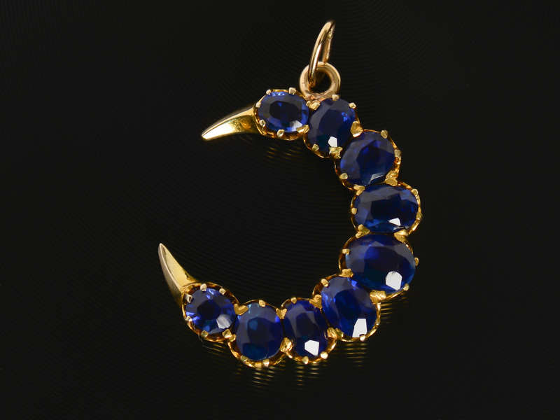 Brazen Blues  - Sapphire Crescent Moon Pendant