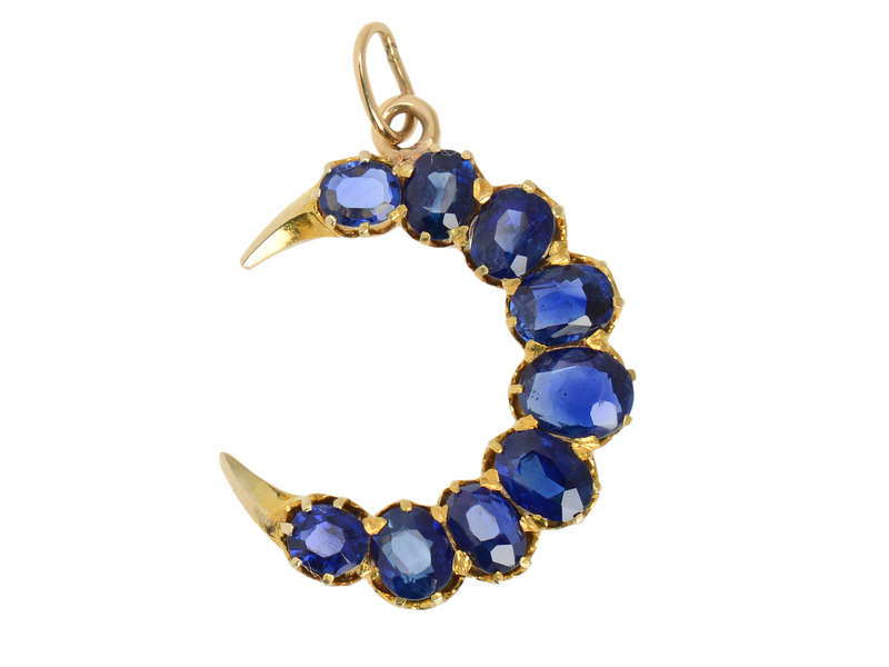 Brazen Blues  - Sapphire Crescent Moon Pendant