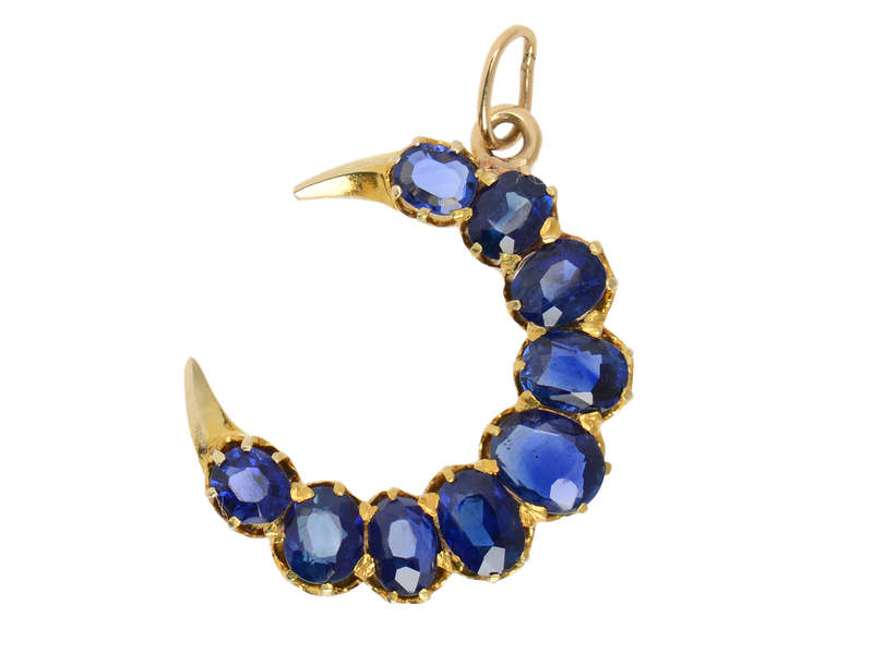 Brazen Blues  - Sapphire Crescent Moon Pendant