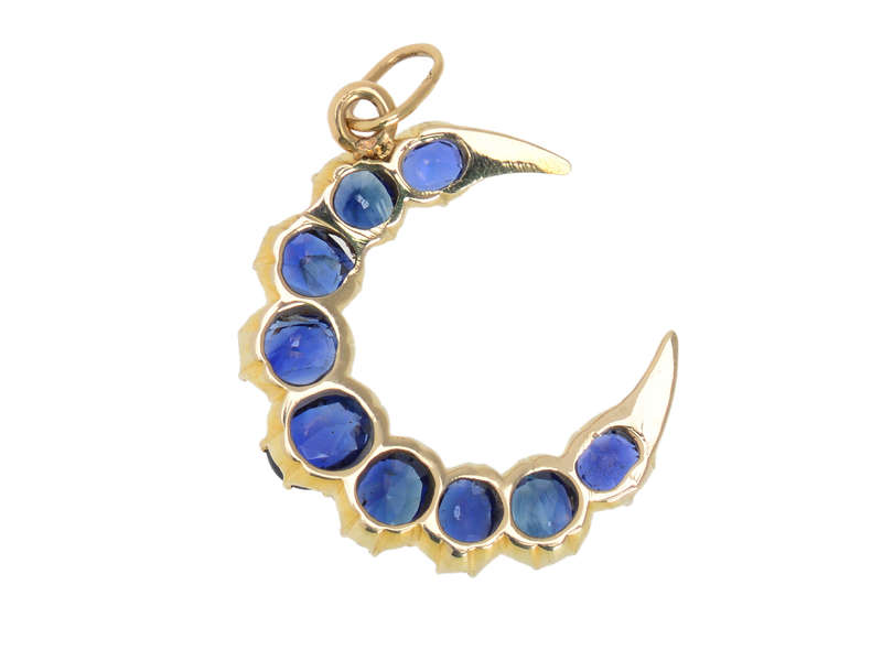 Brazen Blues  - Sapphire Crescent Moon Pendant