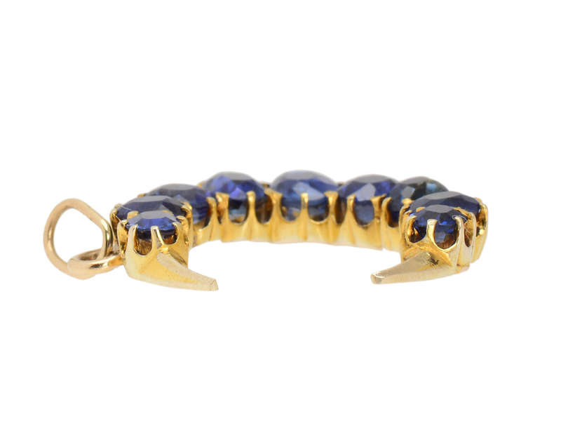 Brazen Blues  - Sapphire Crescent Moon Pendant